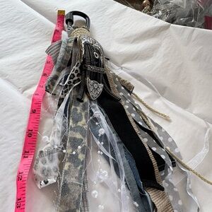 Bohemian Keychain with Mixed Fabrics And Embellishments